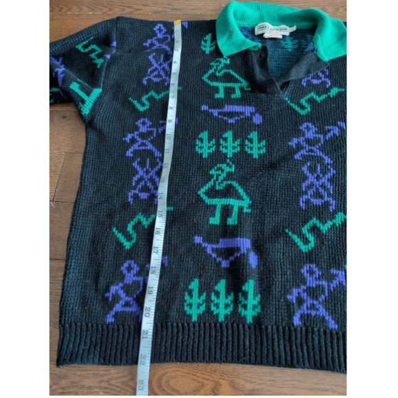 Sweet Baby Jane Alpaca Animal Print Sweater Aztec Women Sz L Waffle Knit Comfy - Picture 7 of 7